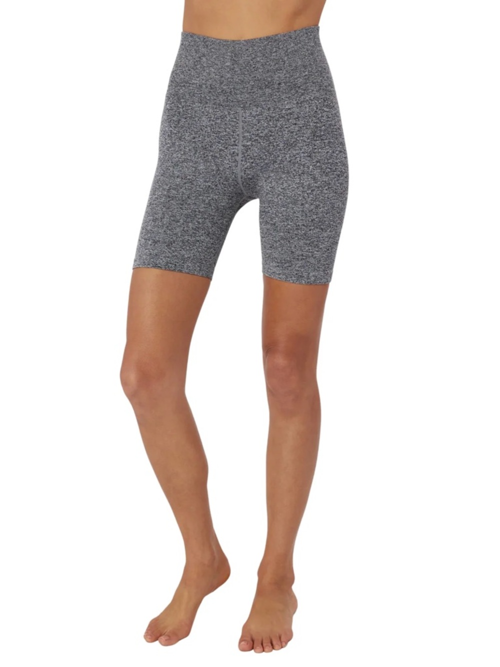 Spiritual Gangster Heathered Gray High-Rise Bike Shorts